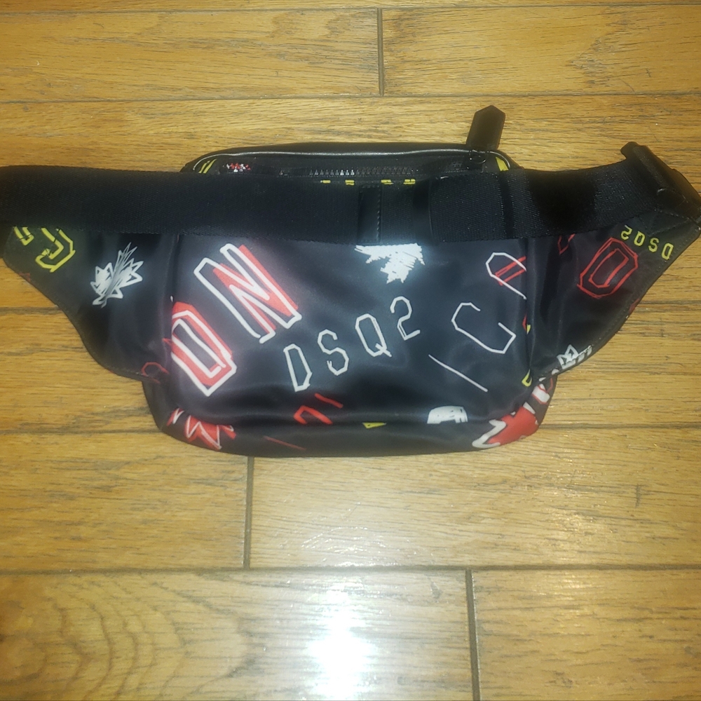 DSQUARED2 Black Belt Bag with Red and Yellow Accents